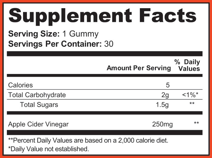 Supplement Facts for Jelly Boost ACV Gummies